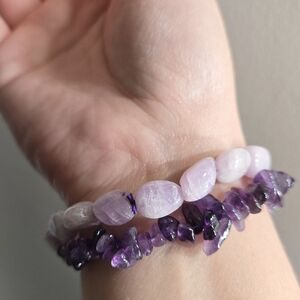 Kunzite And Amethyst Bracelets